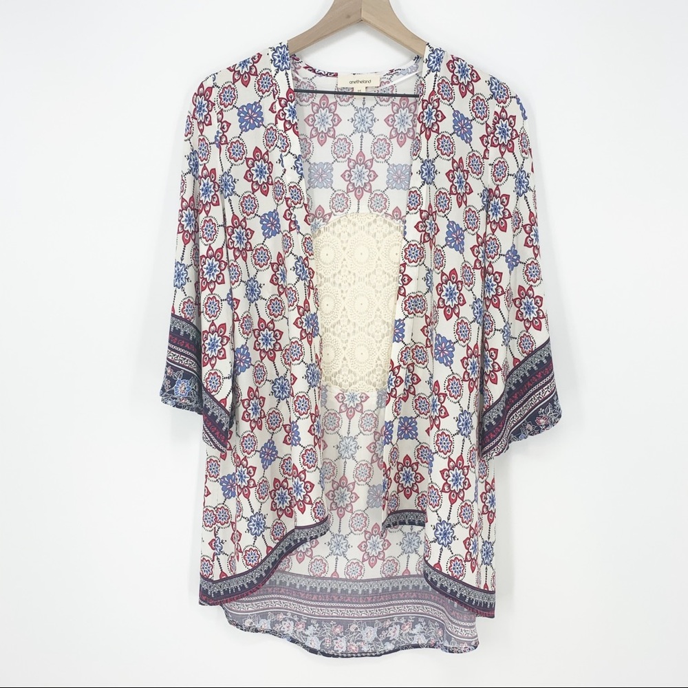 Onetheland Floral Tassel Lace Dreamcatcher Kimono